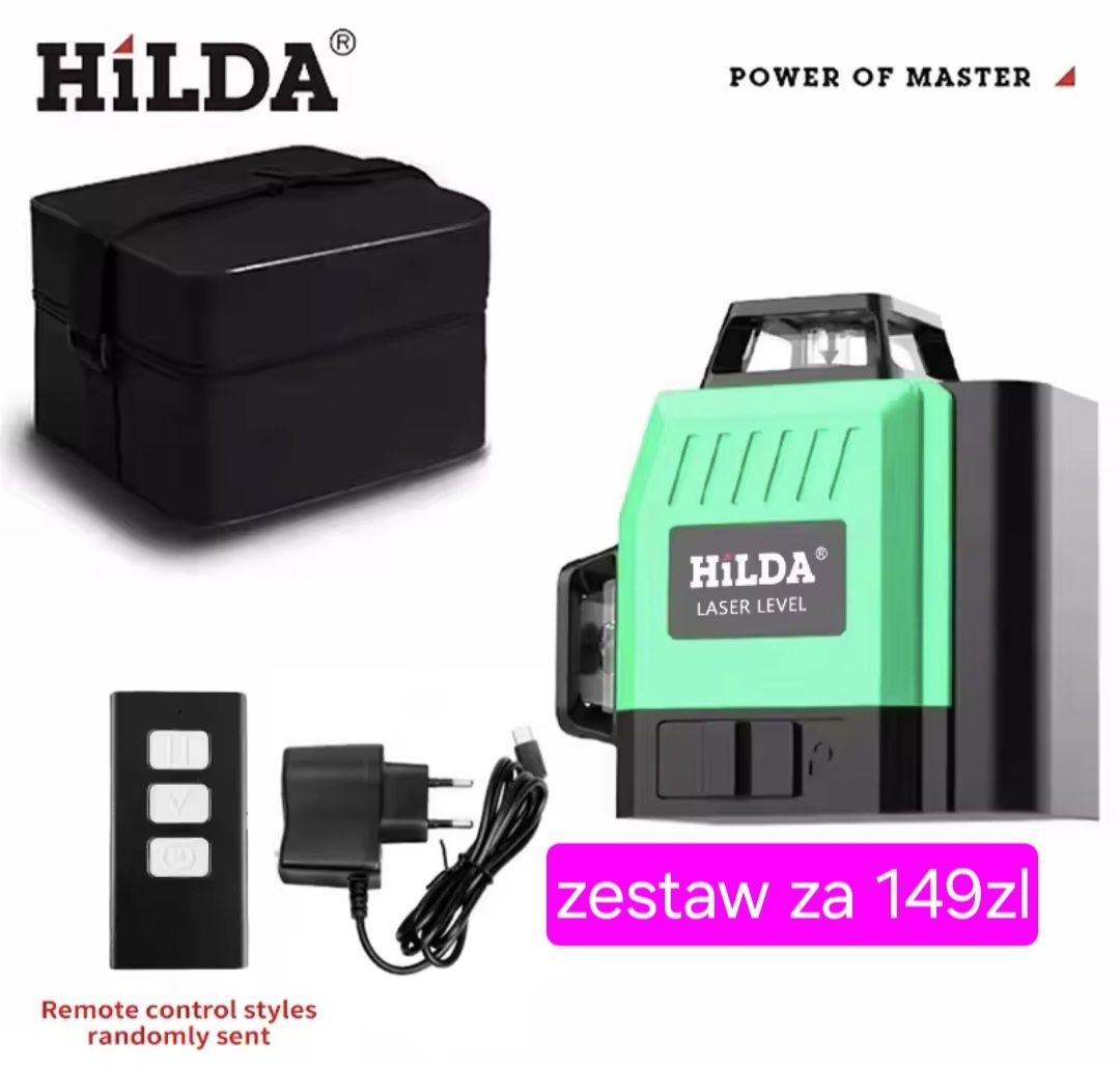 POZIOMICA LASEROWA HILDA 3D 4D laser krzyżowy 360 12linii
