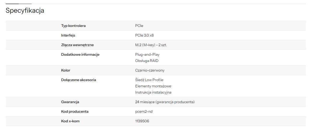 Axagon PCEM2-ND PCIE 2X NVME M.2 Adapter