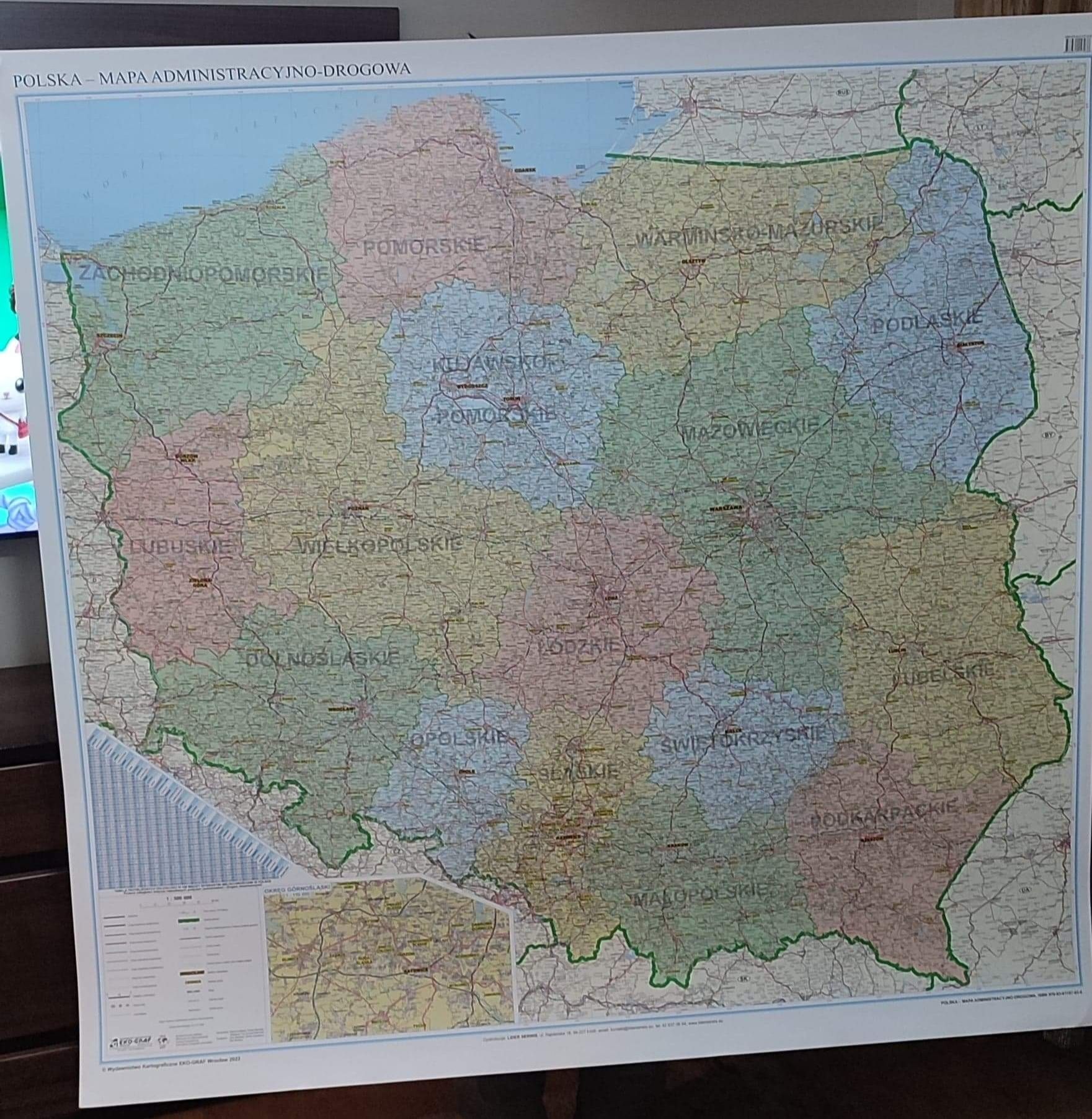 Mapa Polski Drogowa 145cm