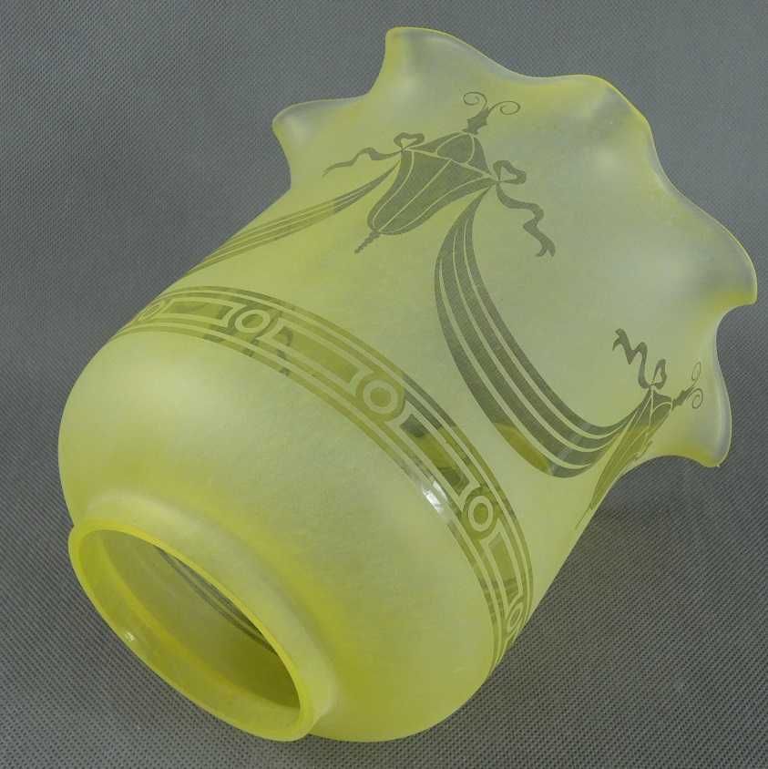 Żółty TULIPAN klosz LAMPA NAFTOWA secesja kwiat 8,6 cm