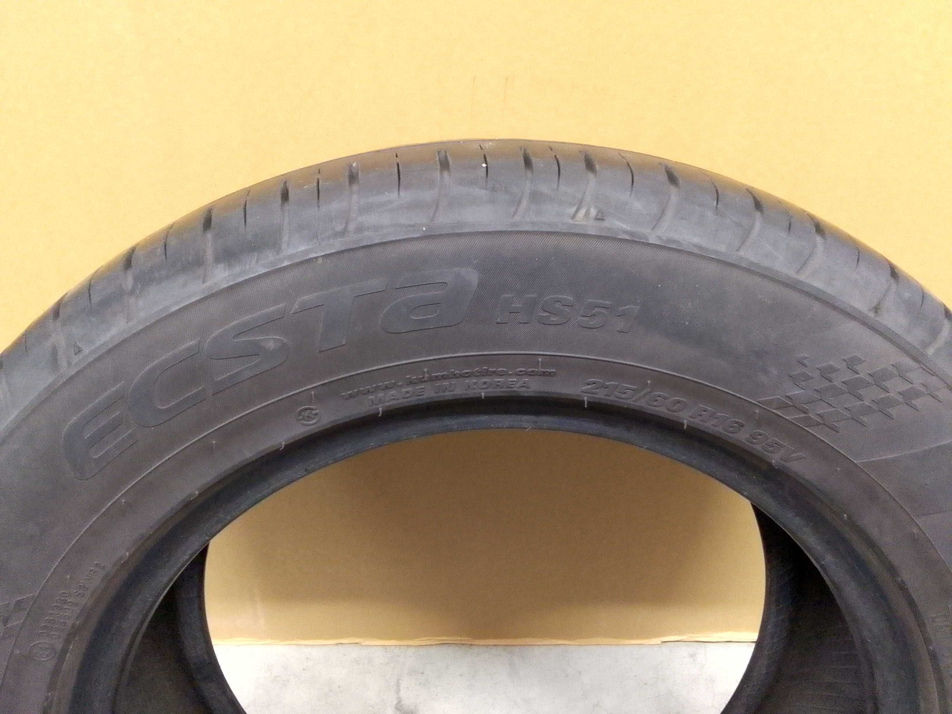 1 opona letnia Kumho Ecsta HS51 215/60R16, bieżnik 7,5mm.