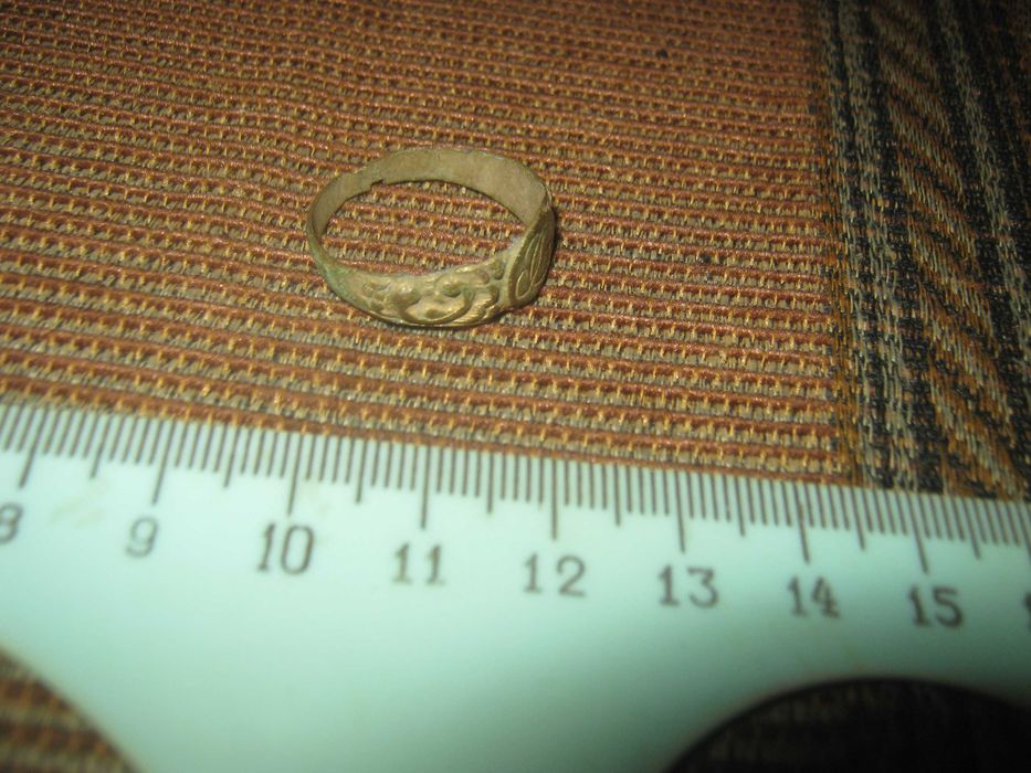 Медное колечко с остатками позолоты