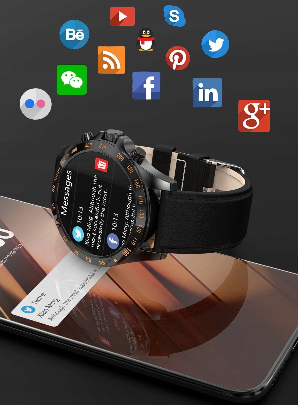 Smartwatch Męski Zegarek Pl Menu Puls Ciśnienie - Złoty