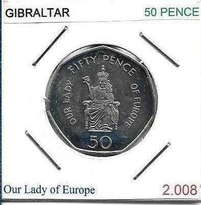 Gibraltar - - 50 Pence - 2008 - - "Nossa Senhora da Europa" - -- Moeda