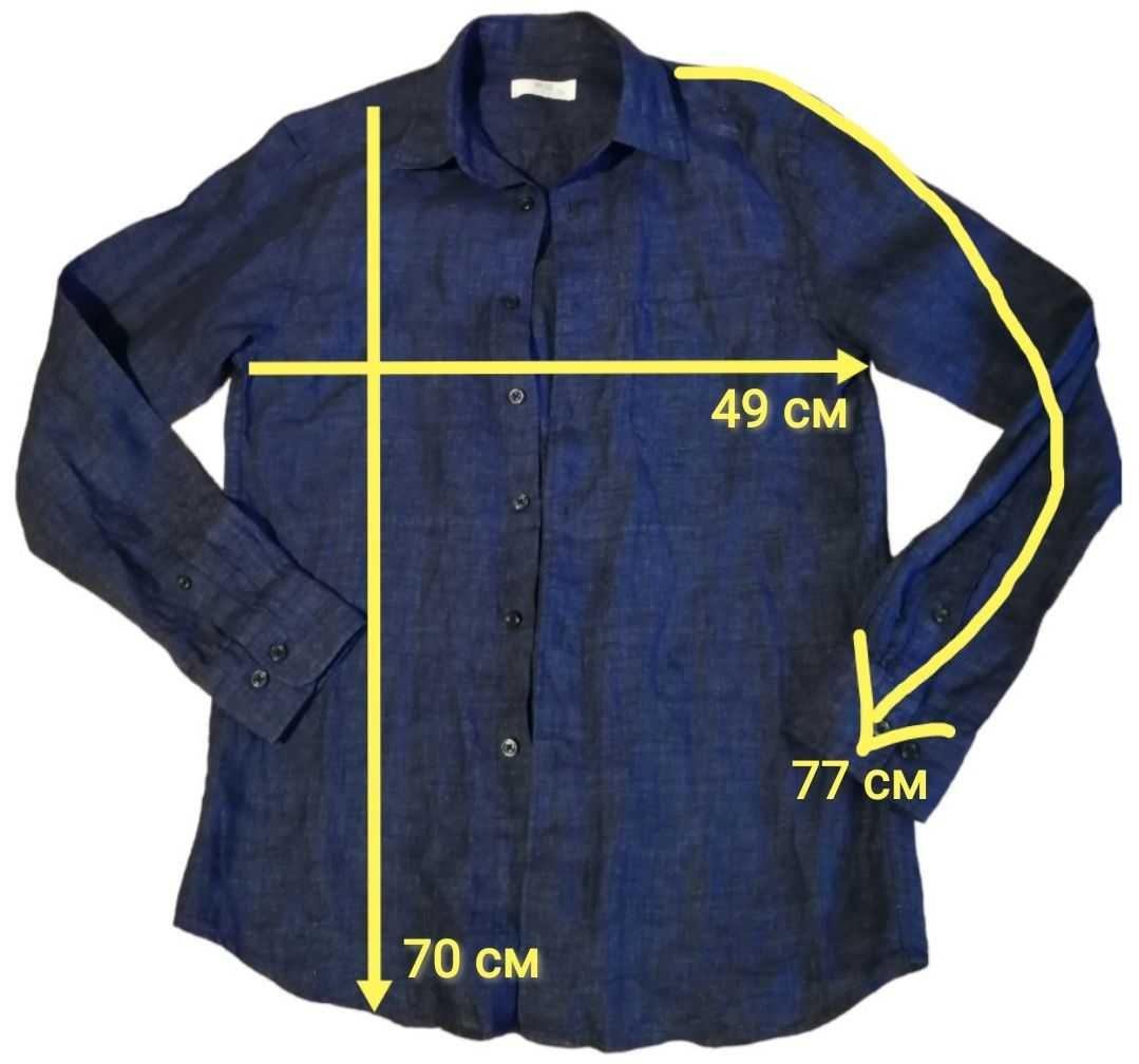 Рубашка Uniqlo,лён,льняная, льняна, XS, мужская женская сорочка