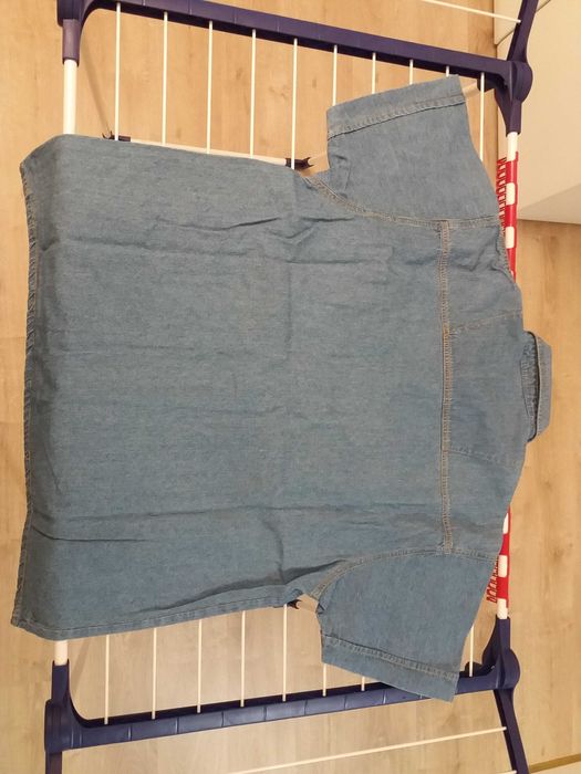 Męska koszula jeansowa dżinsowa z krótkim rękawem rękawkiem L vintage