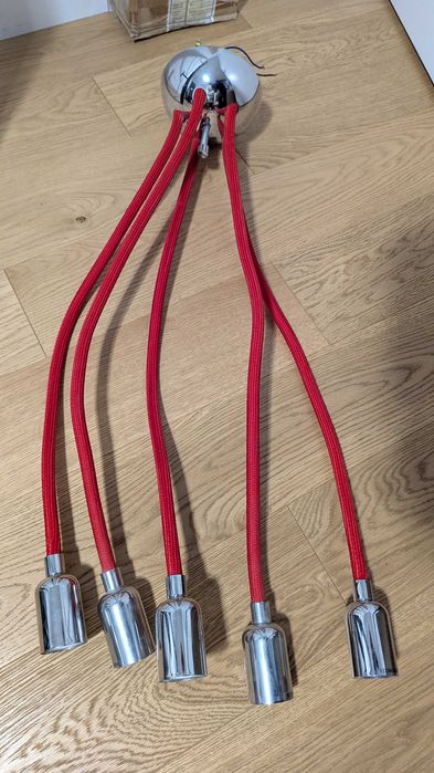 Lampa sufitowa pająk czerwona 5 źródeł światła