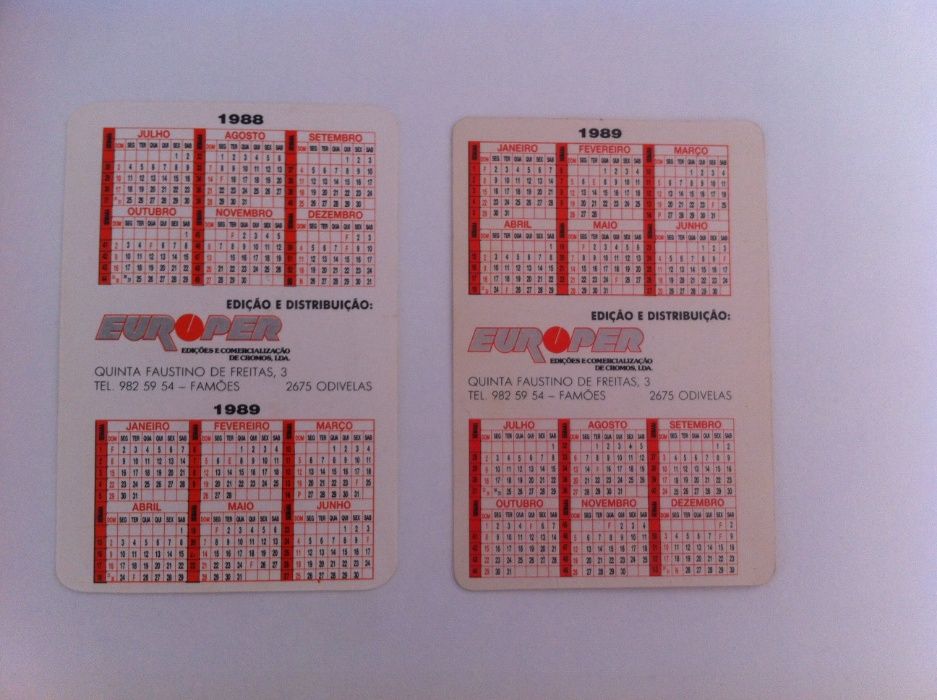 Calendários - Carros Antigos, 1988/1989
