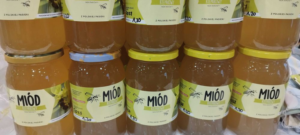 Miód rzepakowy 0,9l 1.2kg tegoroczny,naturalny,z Polskiej pasieki.