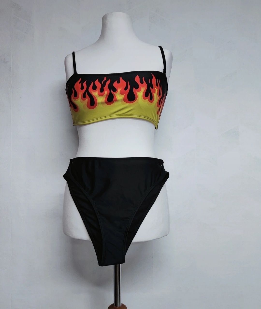 Strój kąpielowy damski dwuczęściowy bikini czarny kolorowy nowy 40