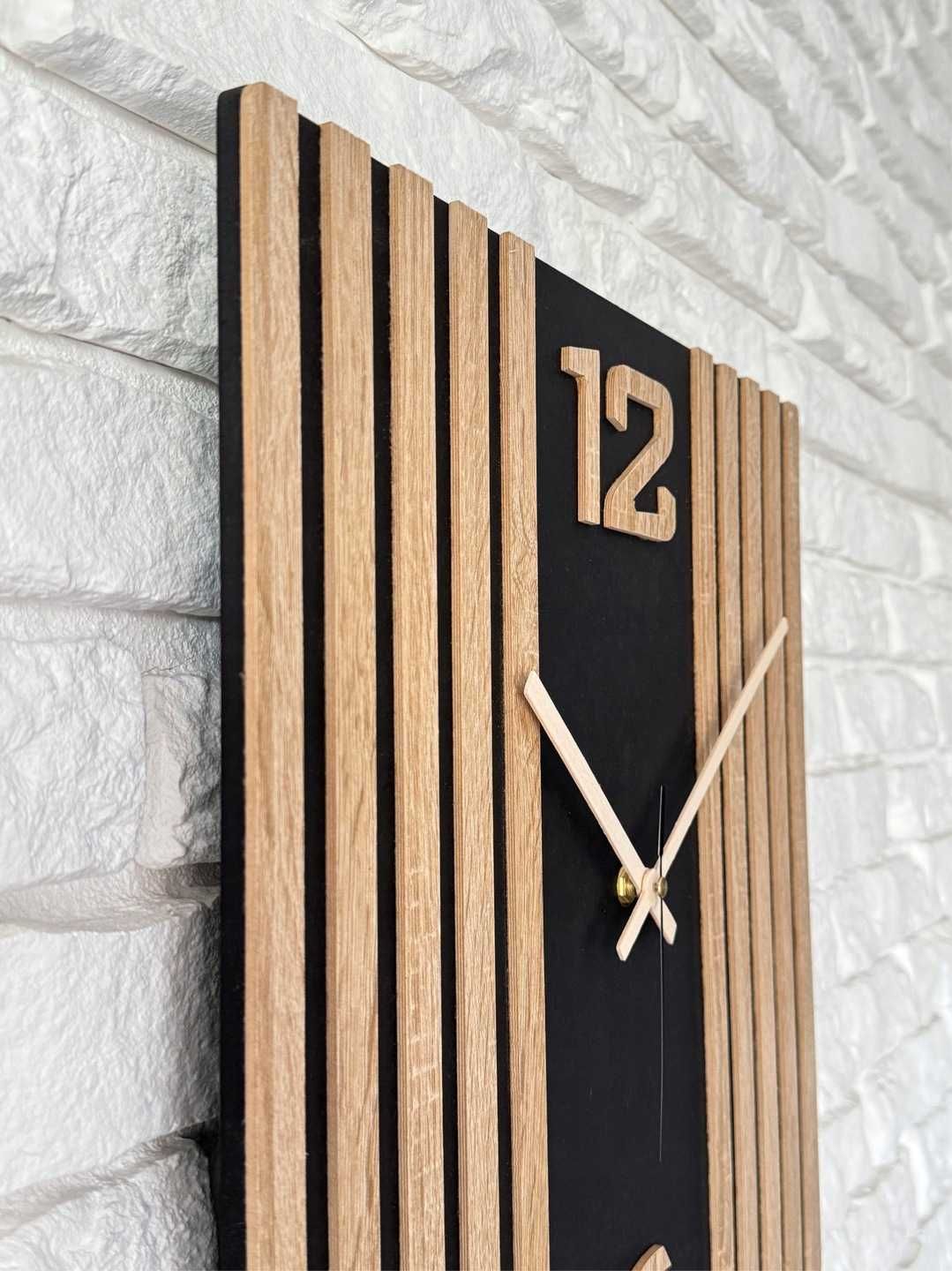 LAmele 70 cm Kwadratowy Duży zegar ścienny Lamele Drewniany Sonoma