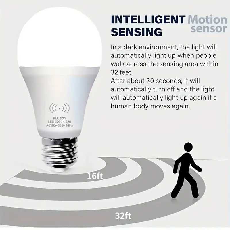 NOVO - Lâmpada LED 9W inteligente com Sensor de Movimento
