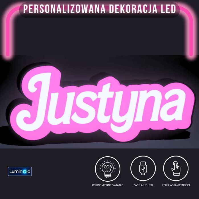 Lampka nocna personalizowana LED - Twoje Imię w stylu Barbie!