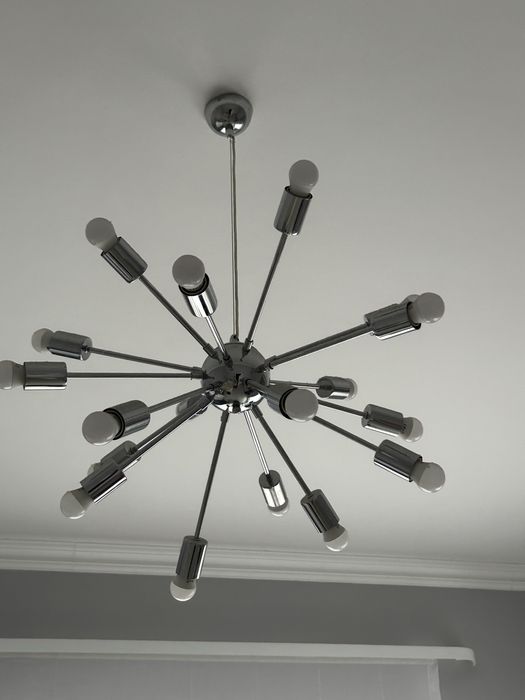 Lampa wiszaca 14 zrodel swiatla srebrna