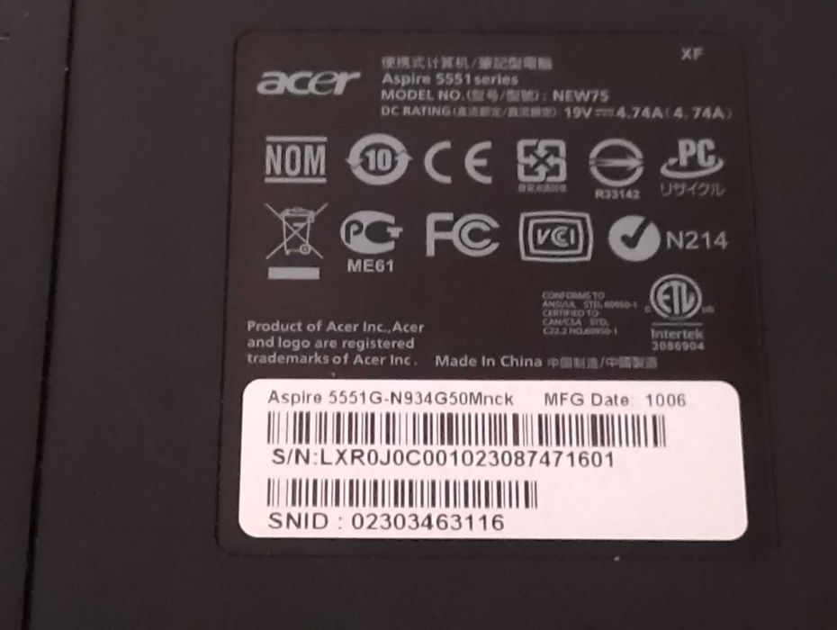 ноутбук Acer Aspire 5551 series