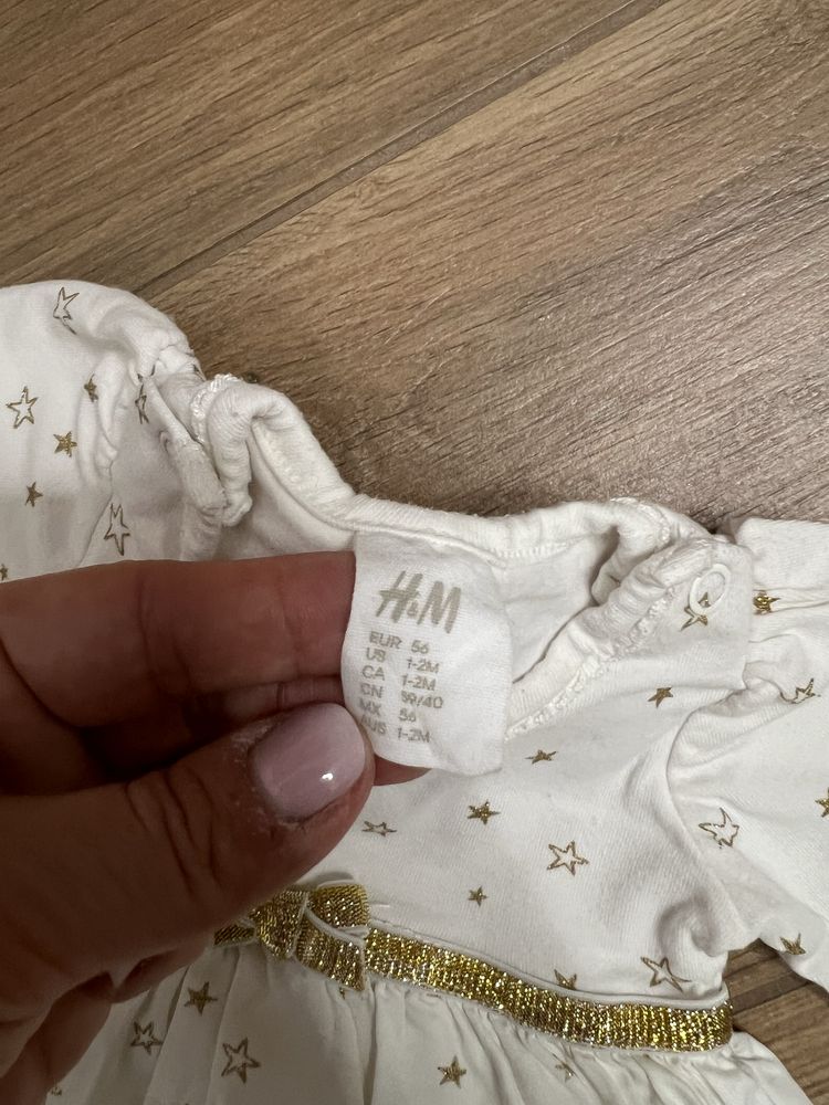 Sukienka body niemowlęce świąteczne wizytowa 56 H&M
