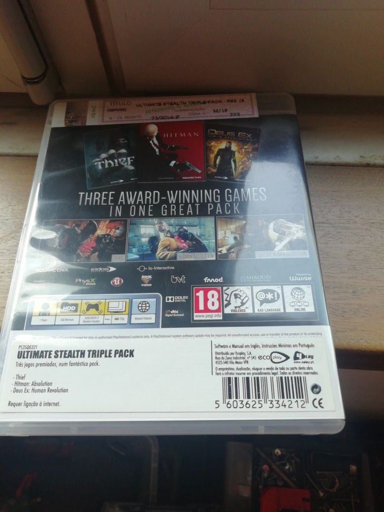 Ultimate Stealth triple pack, Hitman absolution, Deus Ex e Thief ps3