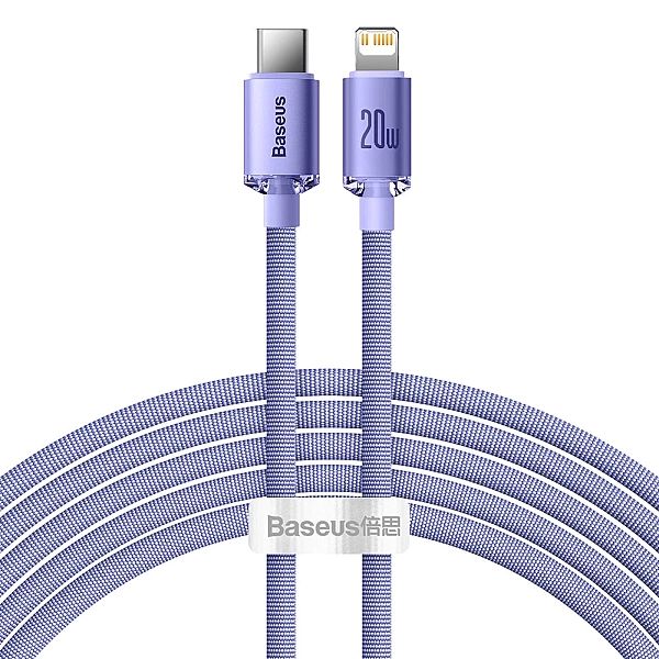 Kabel Baseus CAJY Lightning - USB-C PD 20W 480Mb/s 2m - fioletowy