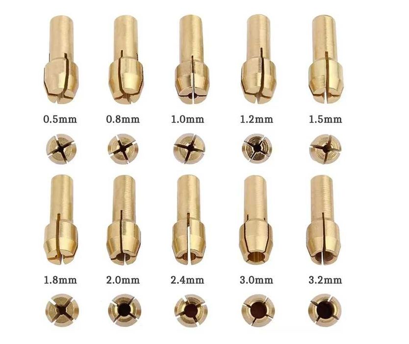 Набор цанг на гравер, Dremel 10шт + патрон М8х0,75