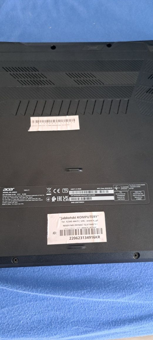 Laptop Gamingowy Acer nitro 5 Ryzen 7 RTX 3060 16GB RAM 1TB SSD