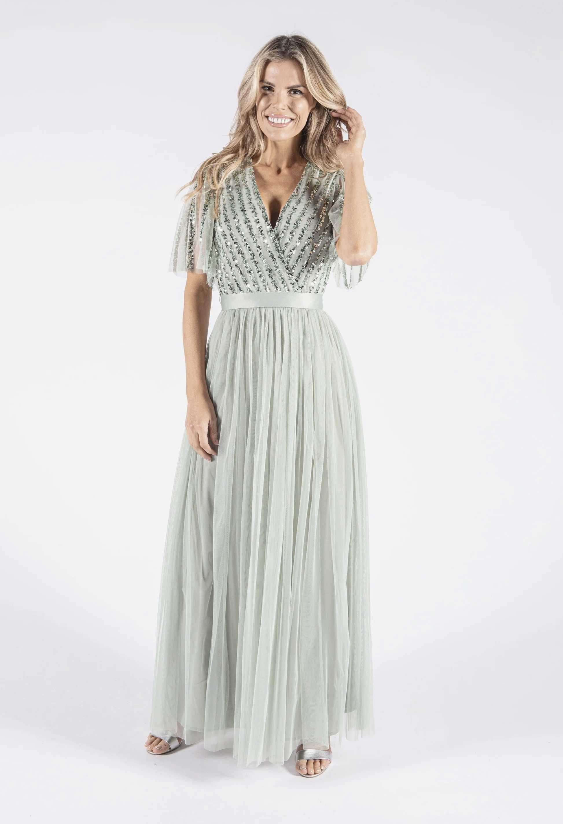 Maya Bridesmaid balowa sukienka maxi z cekinami M/L wartość 800zł NOWA