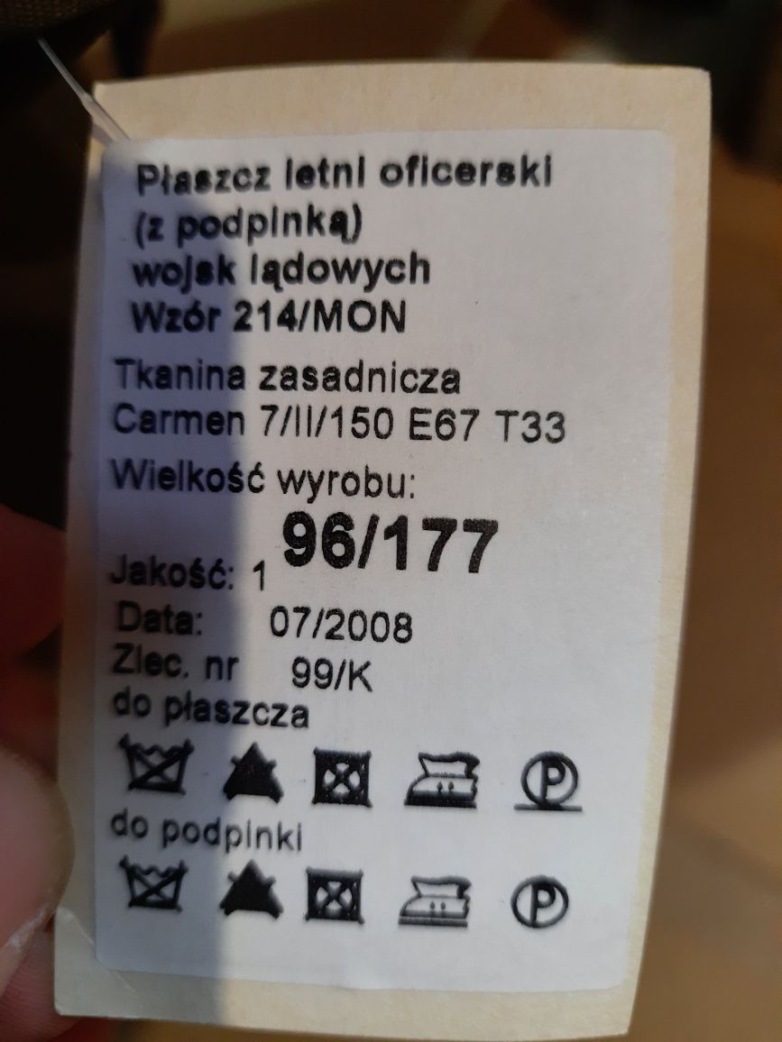 Plaszcz letni mundur z podpinką