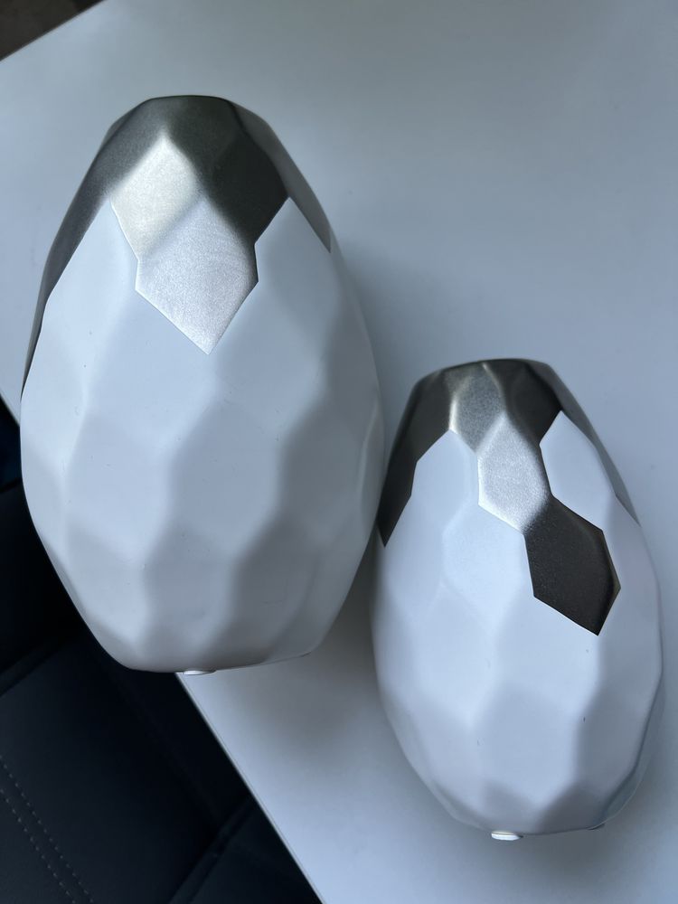 Wazony bialo srebre eleganckie hexagon matowe blyszczace mały i duży