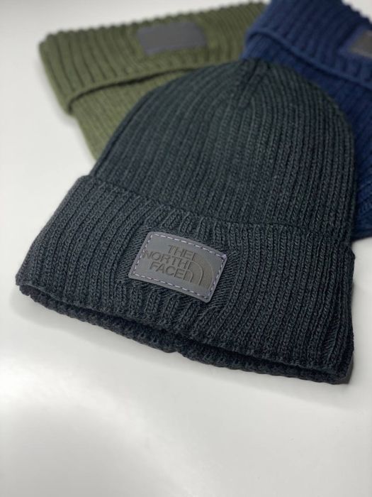 Мужская шапка The North Face зимняя двойная утепленная флисом черная