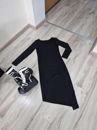 Asymetryczna czarna sukienka, sukienka grunge, y2k, midi czarna