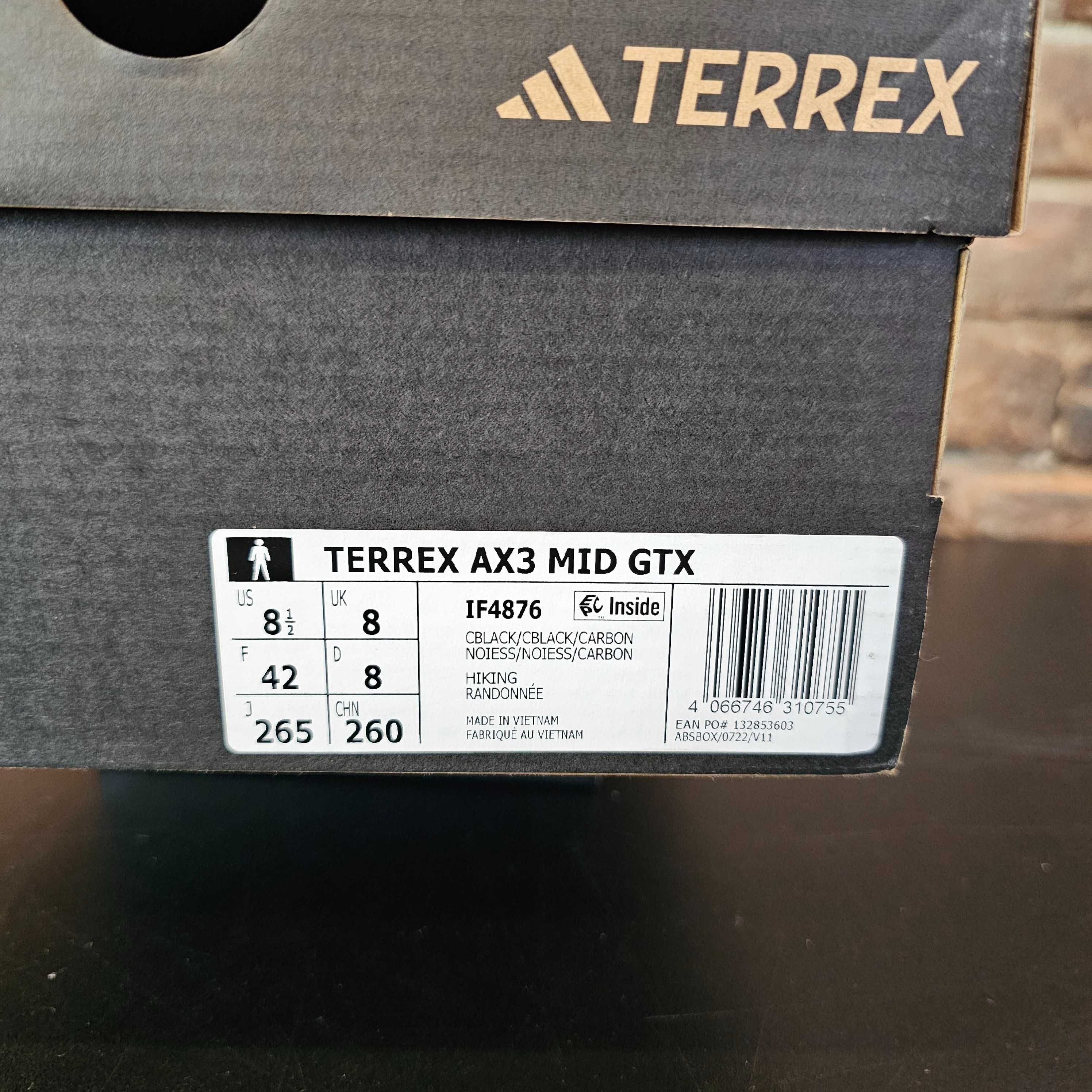Кросівки Adidas TERREX AX3 MID GTX BLACK IF4876 42 , 42 2/3 розмір