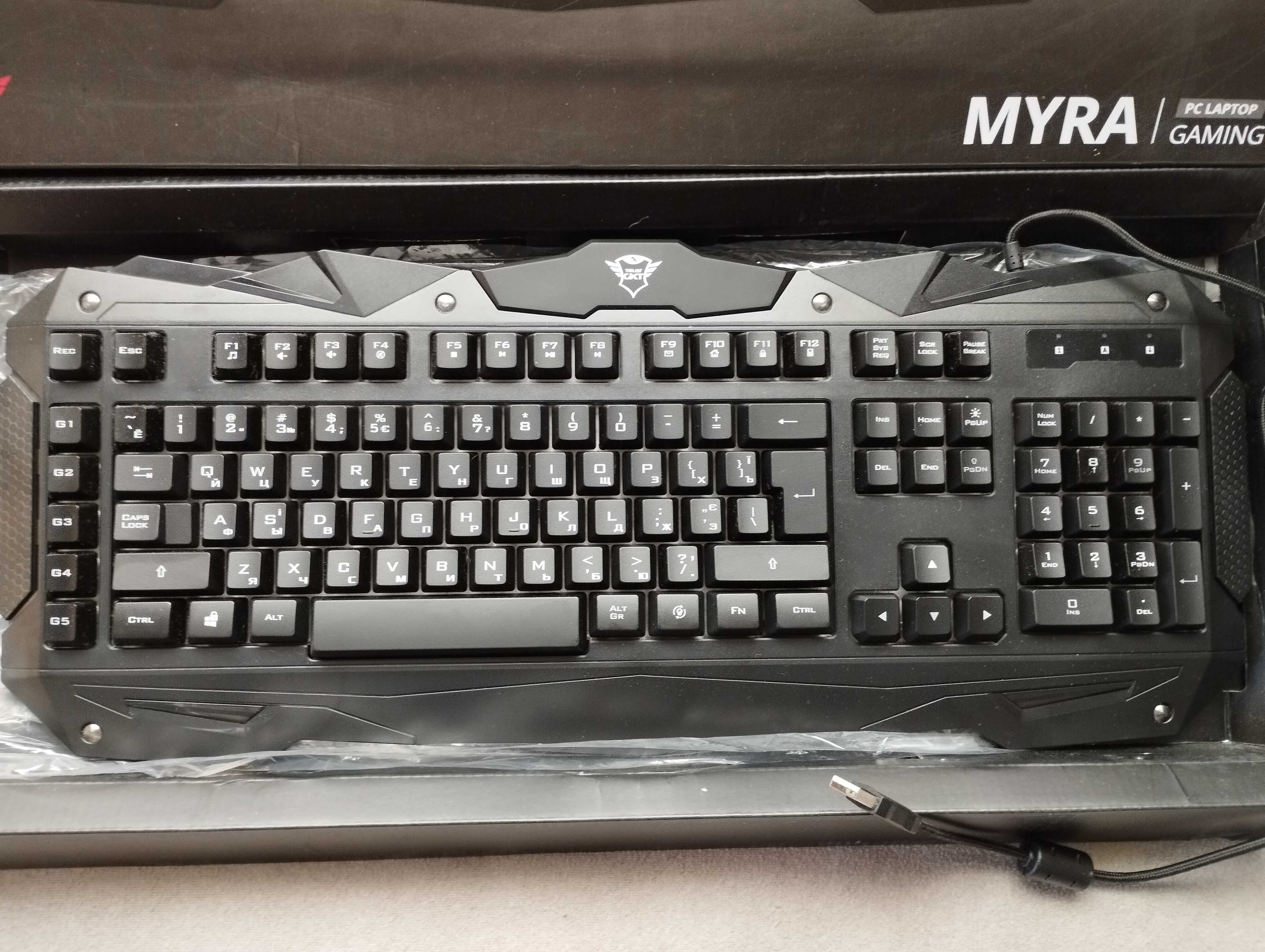 Новая Клавиатура игровая Trust GXT 840 Myra Gaming Keyboard подсветкой