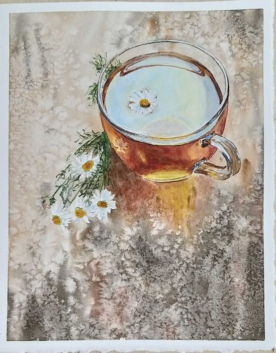 Картина "Заспокійливий чай", папір, акварель