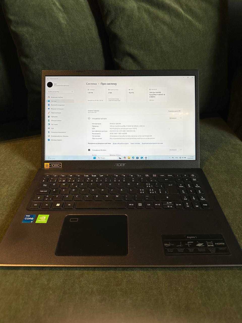 Acer Aspire 5: i7 1165G7 / MX450 / 16 DDR4