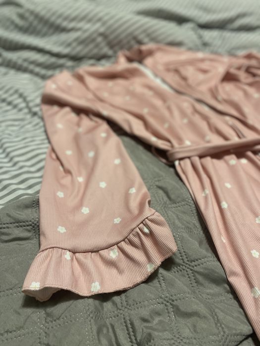 Нічна сорочка і халат комплект для дому ночнушка піжама