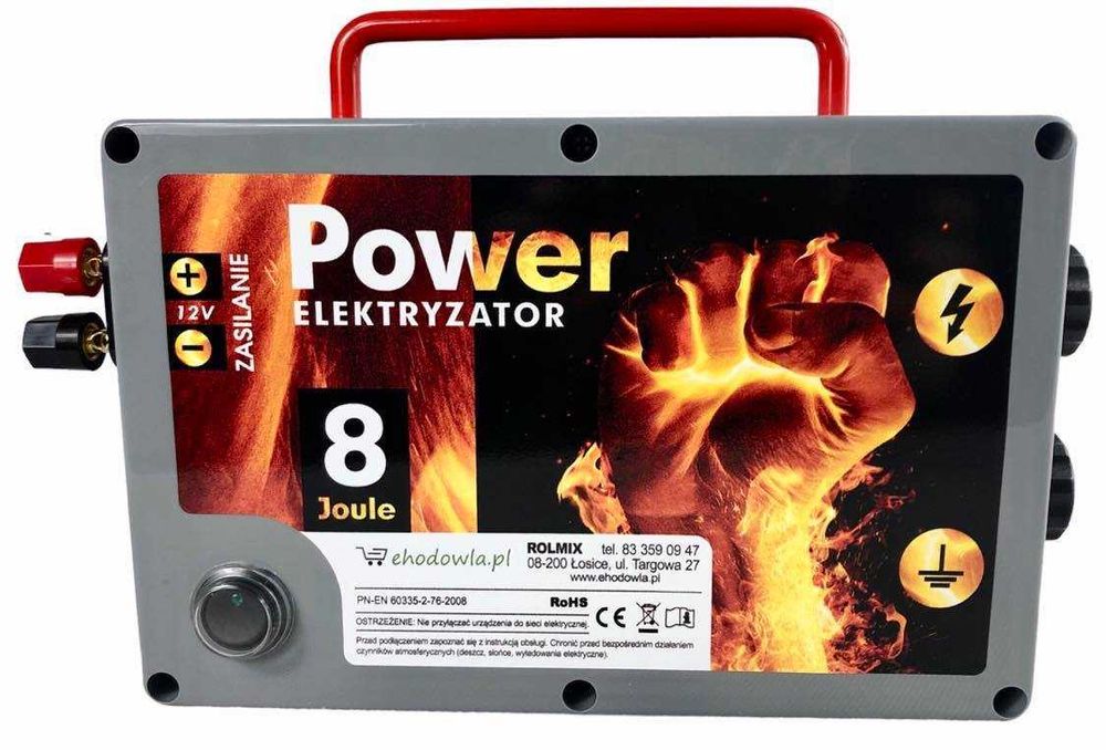 Pastuch Elektryzator elektryczny mocny POWER 8J ogrodzenie do 95km