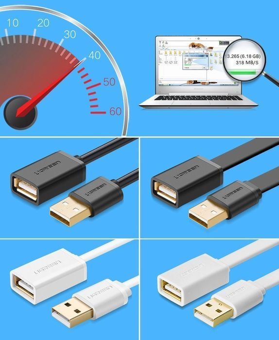 Ugreen kabel przewód przejściówka USB (żeński) - USB (męski) 1m czarny