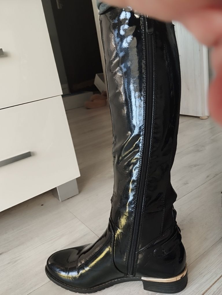 Buty wiosenne kozaki czarne stan bdb r.36