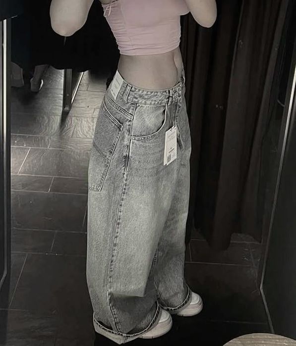 Baggy сірі джинси від бершка