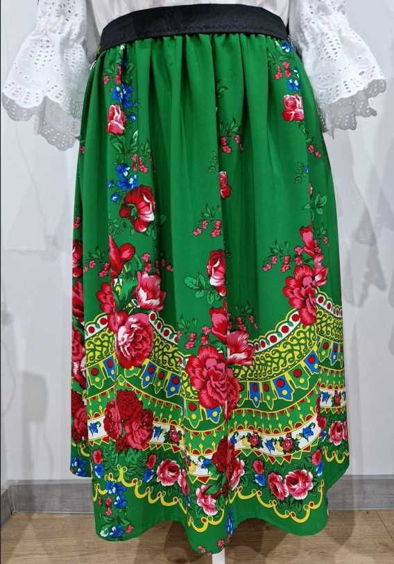 Spódnica ludowa/góralska, zielona w kwiaty 5XL(50)