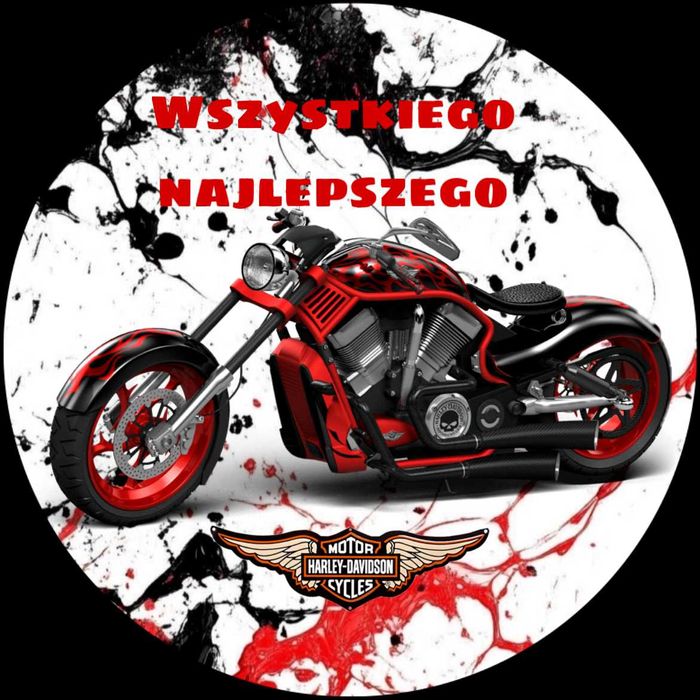 Opłatek na tort Urodziny Motor Harley Yamaha Wsk