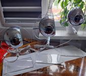 Lampy space age italy 70s gino sarfatti design 3szt .chrom 35.40.45 cm