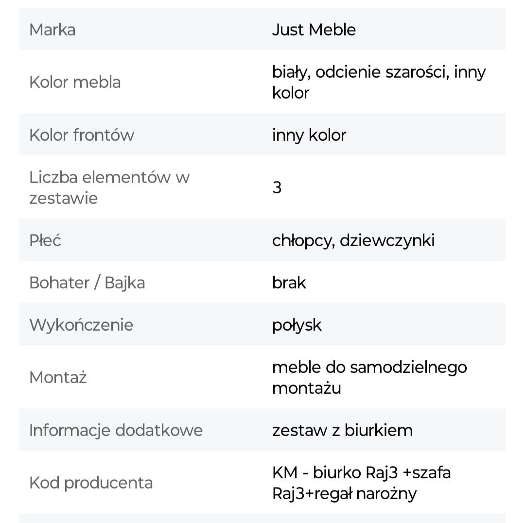 meble młodzieżowe Raj 3a z biurkiem z nadstawką i dużą szafą -