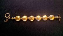 Bracelete Vidro Murano Dourado
