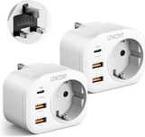 LENCENT 4-w-1 Szybkie ładowanie 2x Adapter Podróżny UK Adapter, Typu-G