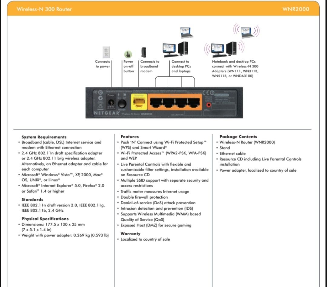 Роутер NETGEAR WNR2000 V2 Wireless N300