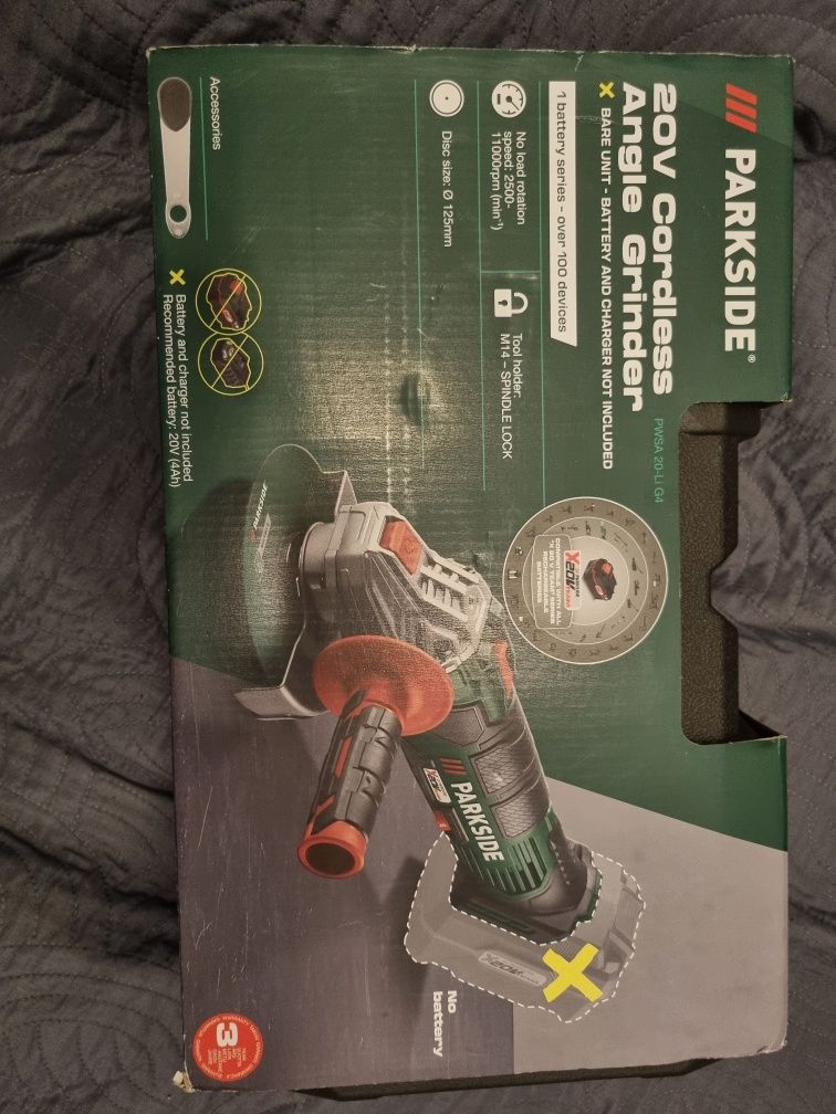 Akumulatorowa szlifierka kątowa PARKSIDE® 20 V PWSA 20-Li G4, (bez aku
