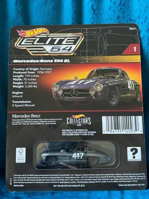 Hot Wheels Elite 64 Series Mercedes-Benz 300SL-Edição Limitada, Novo