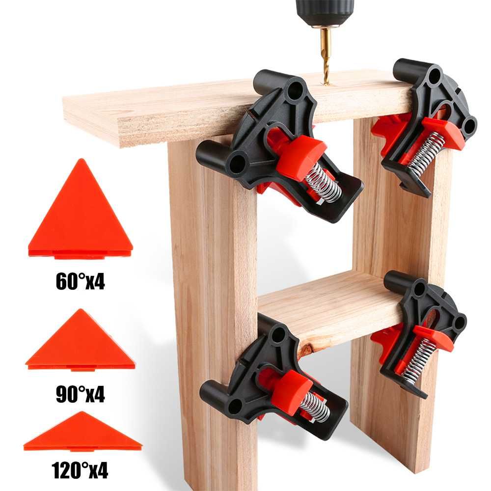 Grampos de canto para carpintaria 4 unidades 60°/90°/120° Graus