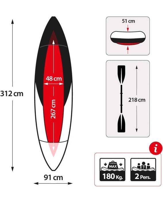 Kayak caiaque explorer k2 intex 2pax 180kg