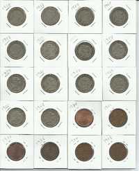 20 Moedas portuguesas - 1 escudo de anos diferentes (alpaca e bronze)